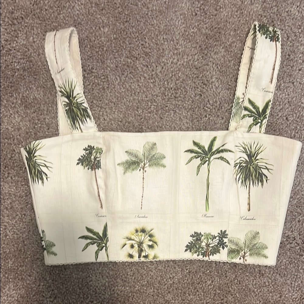 Agua by Agua Bendita linen palm tree crop top